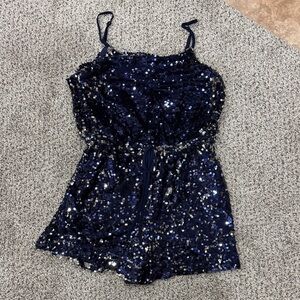 Navy Sequin One-Piece Romper
